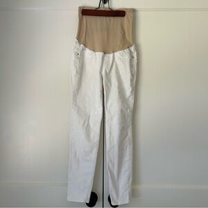 Luxe Essentials Denim White Maternity Pants Skinny Jeans Petite Full Panel